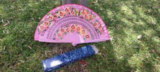 Abanico rosa pintado a mano