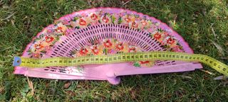 Abanico rosa pintado a mano