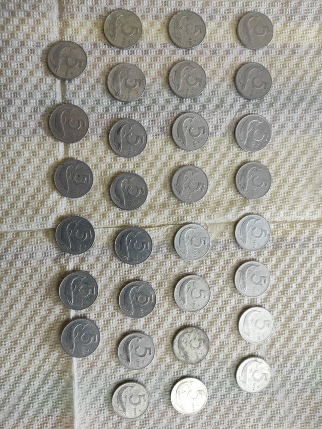 Serie di 30 monete 5 lire 1954