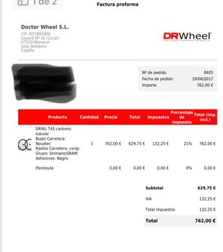 Rueda DR Wheel T45 Carbono