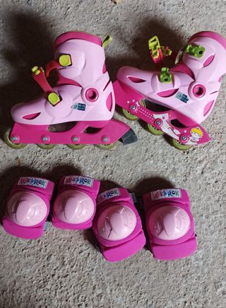 Patines en linea niña rosas