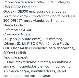 Godex 300 con 12 rollos de papel