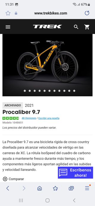 BICICLETA DE MONTAÑA TREK PROCALIBER 9.7