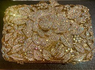 Bolso joya dorado cristal.