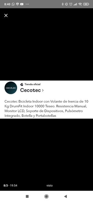 Bicicleta estática Cecotec