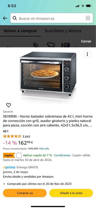 Horno Tostador de sobremesa de 42 l, marca SEVERIN