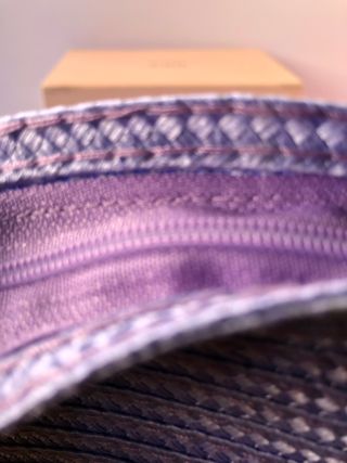 Cartera de mano de rafia azul flores rosas