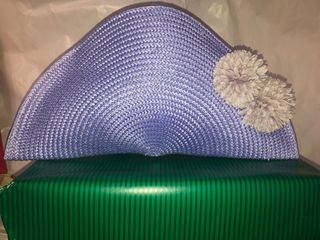 Cartera de mano rafia lila flores rosa palido