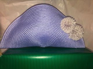 Cartera de mano rafia lila flores rosa palido