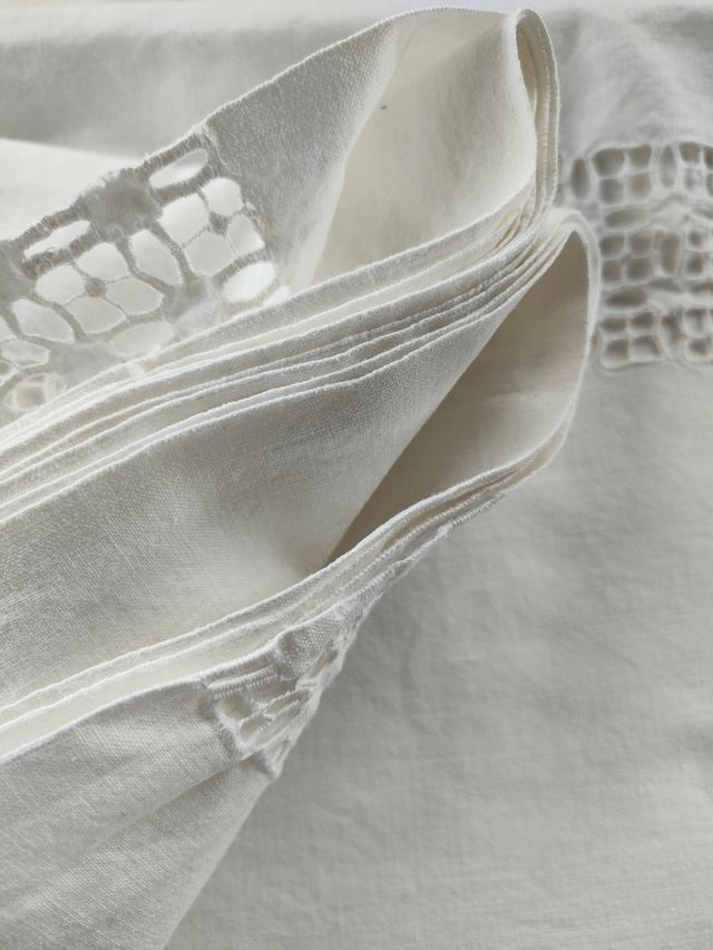 lenzuolo vintage matrimoniale ricamato