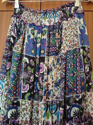 Falda larga fluida estampada 