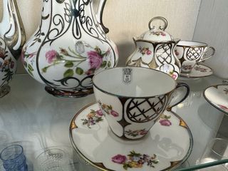 Juego cafe ceramica y plata bohemia