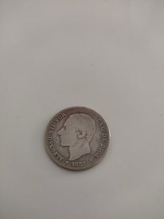 Moneda de plata de 2 pesetas de 1882