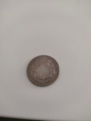 Moneda de plata de 2 pesetas de 1882