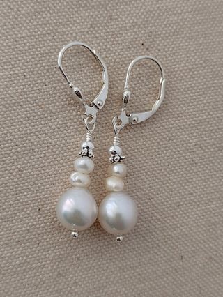 Pendientes, plata ley y perlas