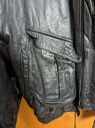 Cazadora cuero negro vintage hombre