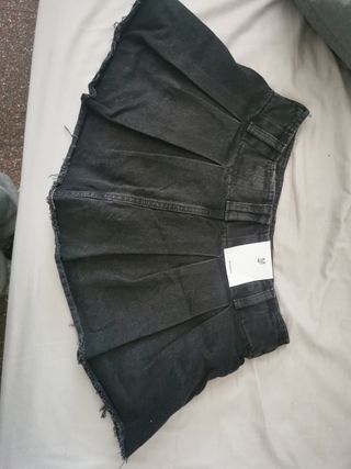 Mini falda denim negra del berska