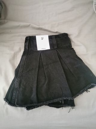 Mini falda denim negra del berska