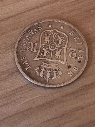 Moneda 2 reales 1864 sevilla.