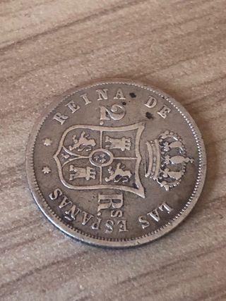 Moneda 2 reales 1864 sevilla.