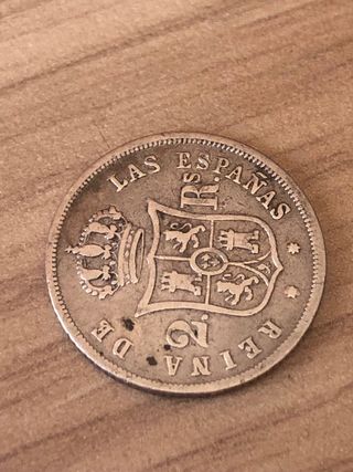Moneda 2 reales 1864 sevilla.