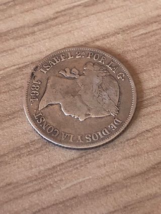Moneda 2 reales 1864 sevilla.