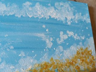 Quadro astratto Cuore Rosso Sfondo Azzurro 50x20