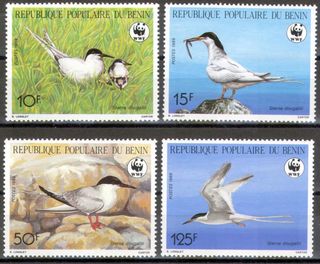 4 sellos BENÍN, 1989 | WWF, FAUNA | Yvert 669/72**