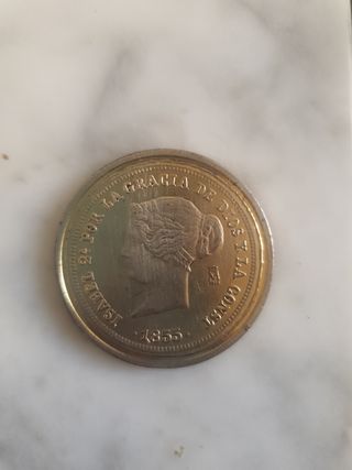 Moneda Isabel 2 1855 100Rs