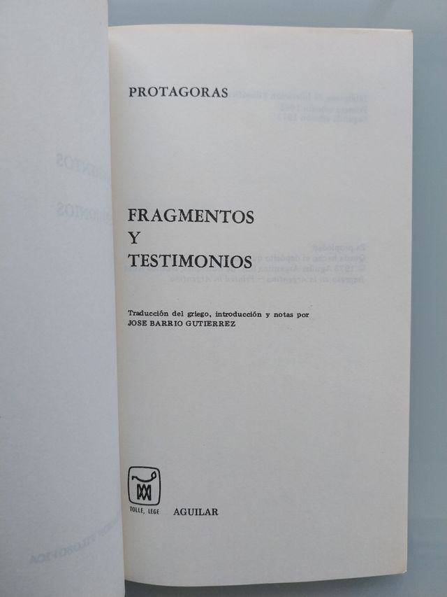 Fragmentos y testimonios (PROTAGORAS)