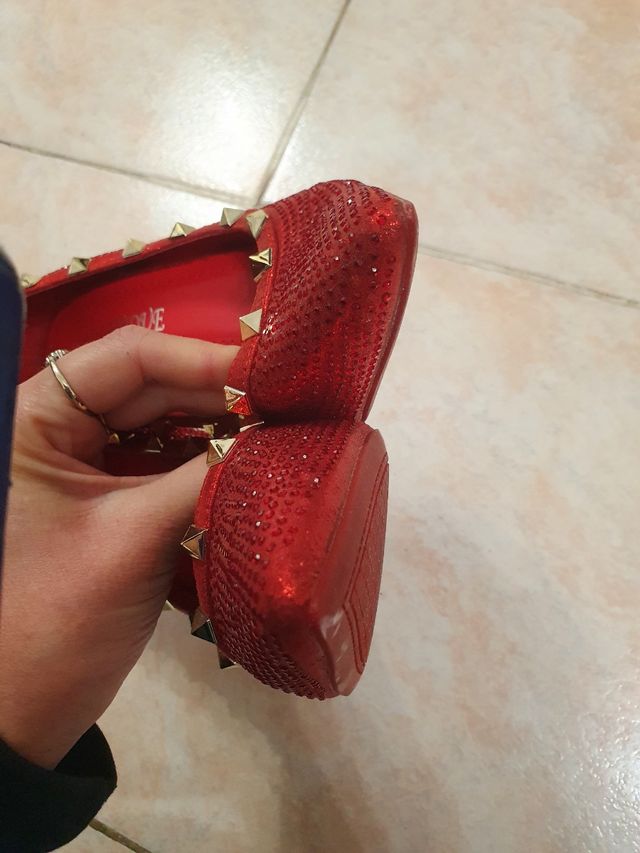 Scarpe rosse strass borchie
