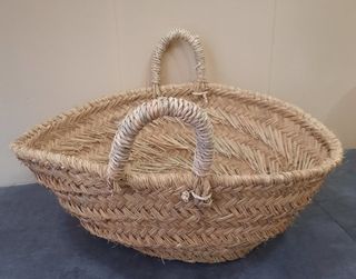Canasto leñero de esparto