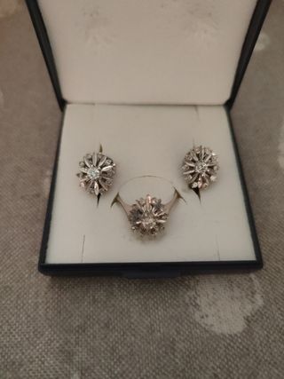 Conjunto oro blanco y brillantes 