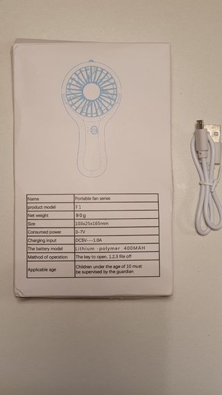 Ventilatore portatile ricaricabile 3 velocità