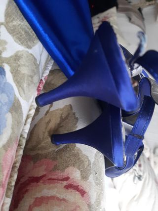 Sandalia bodas bautizos,azul eléctrico raso fiesta