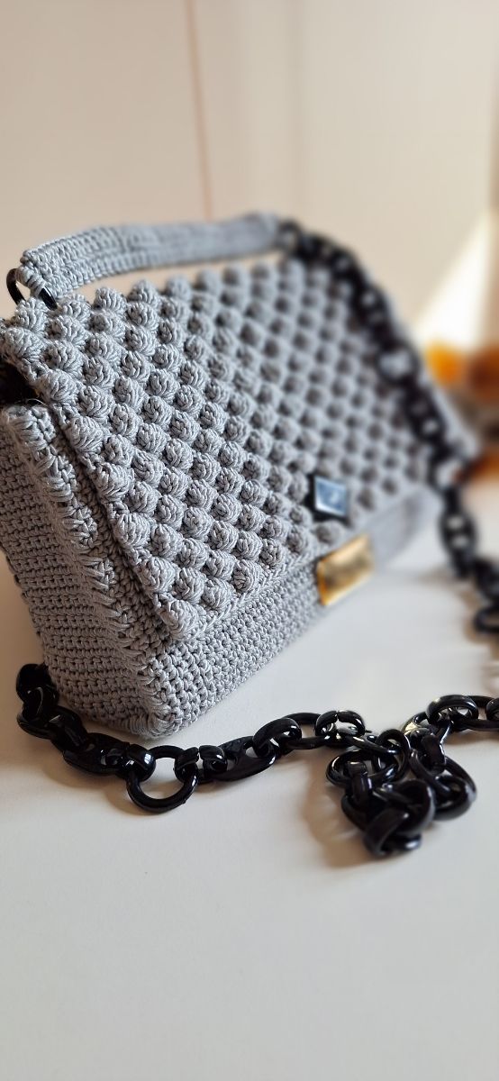 Borsa borsetta uncinetto crochet grigia