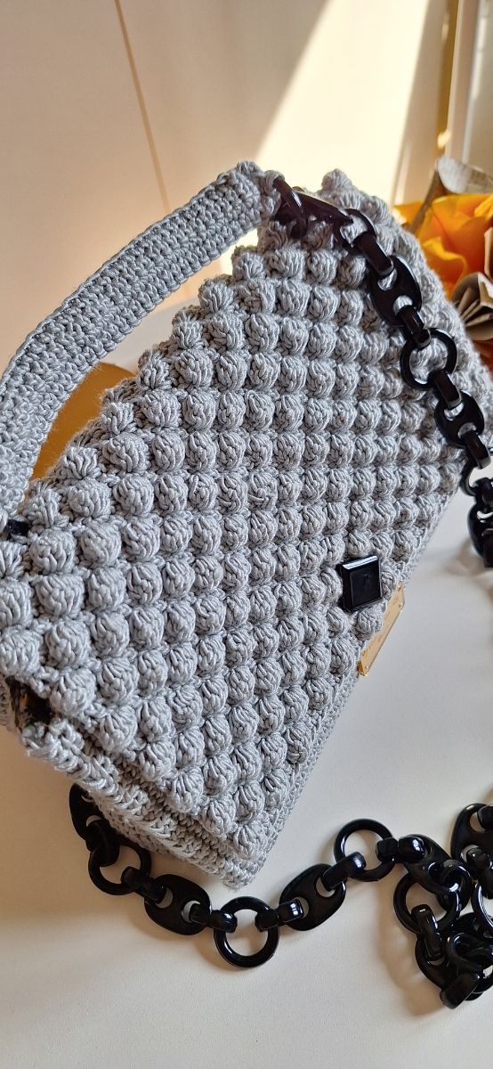 Borsa borsetta uncinetto crochet grigia