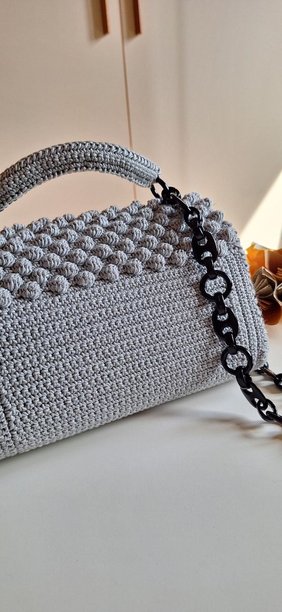 Borsa borsetta uncinetto crochet grigia