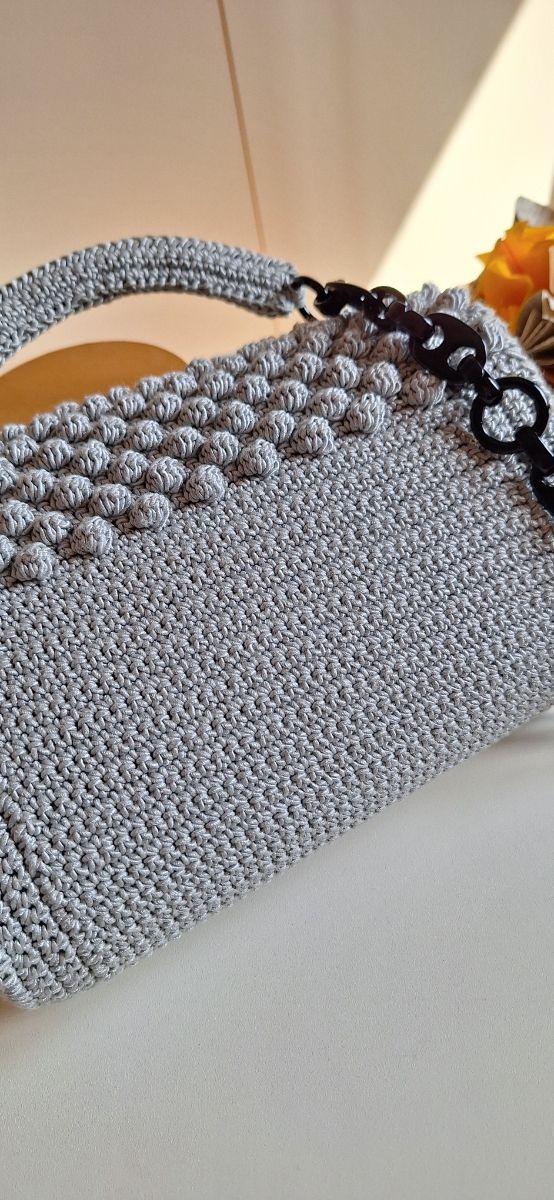 Borsa borsetta uncinetto crochet grigia