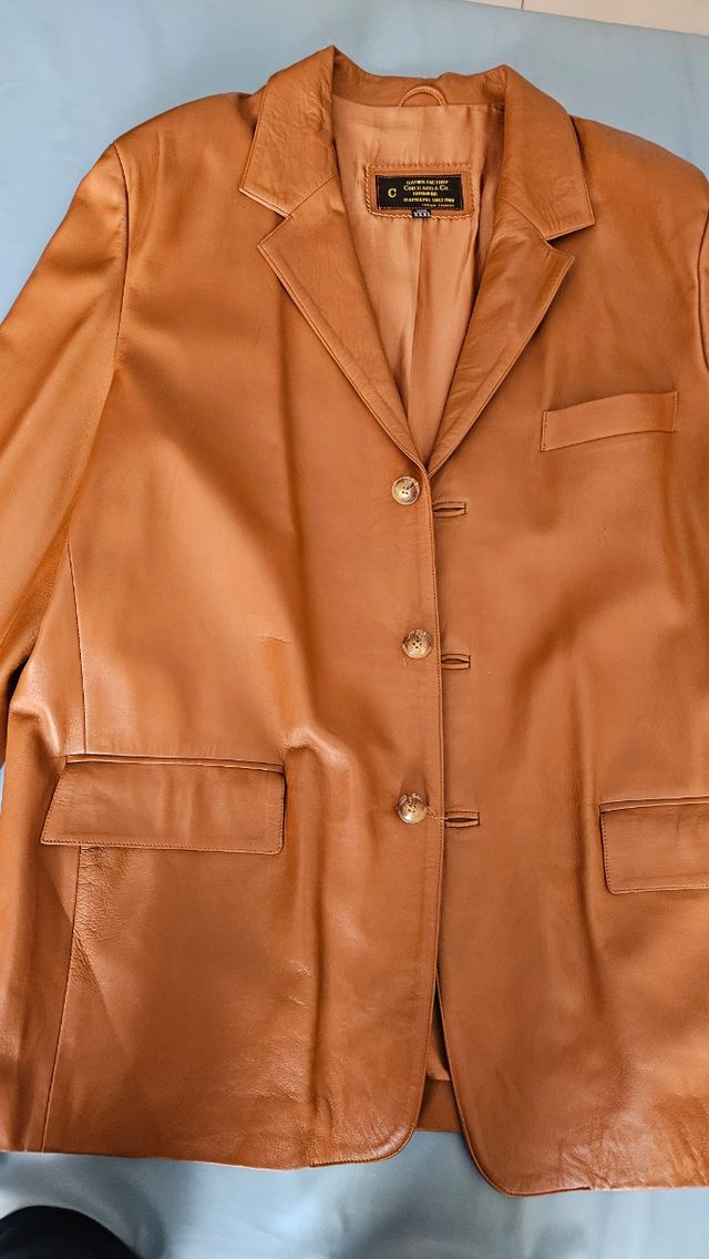 chaqueta camel piel auténtica caballero.