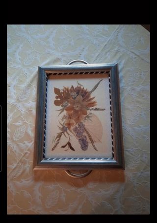Vassoio artigianale fiori secchi pressat