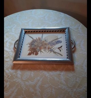 Vassoio artigianale fiori secchi pressat
