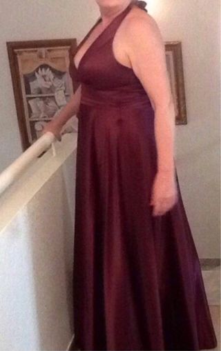 vestido largo de raso M L de fiesta