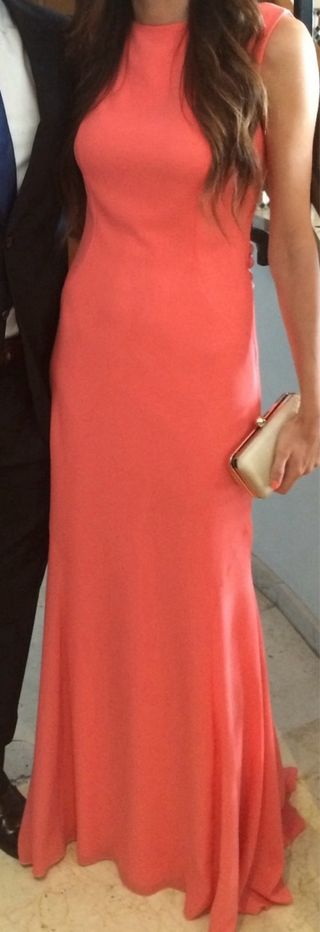 Vestido fiesta pronovias color coral