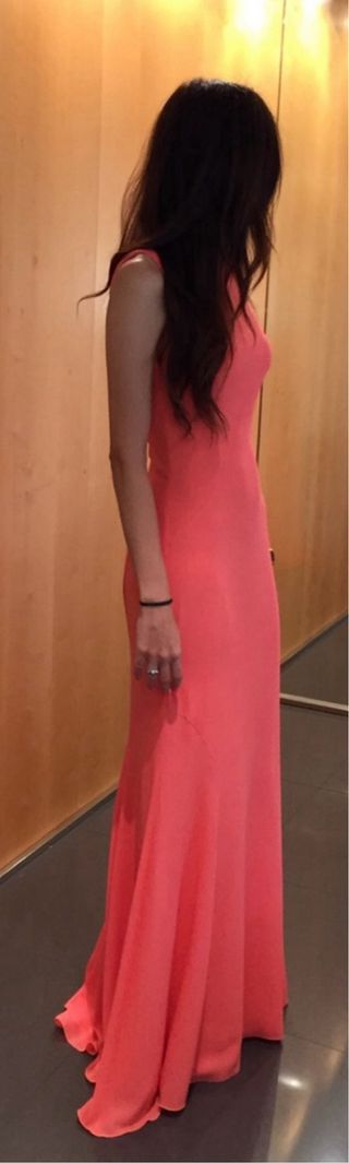 Vestido fiesta pronovias color coral