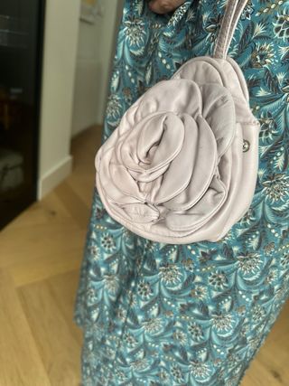 Conjunto bolso y cinturón  piel malva clarito