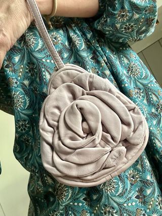 Conjunto bolso y cinturón  piel malva clarito