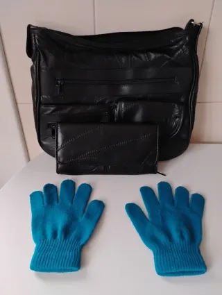Bolso + cartera + guantes