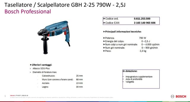 MARTILLO BOSCH 790 W GBH 2-25 PROFESIONAL