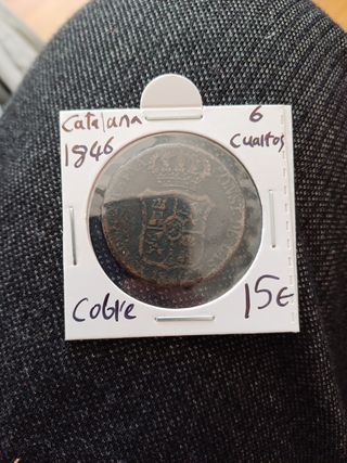 6 cuartos Moneda antigua 1846